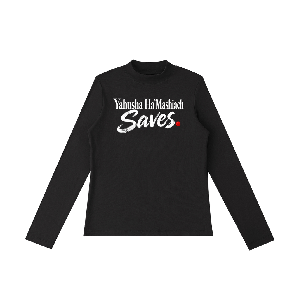 Yahusha Saves Mock Neck Long Sleeve T-Shirt